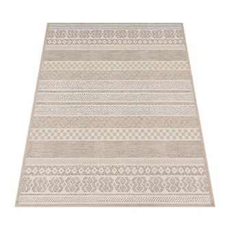Modern Oudoor Rug for Patio Bohemian Ornaments in Cream Beige