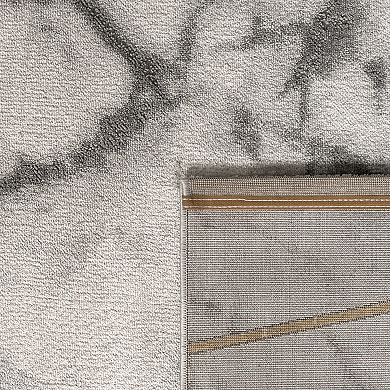 Area Rug Modern Marble Pattern in cream gold grey for living room