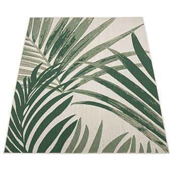 Tropical Outdoor Rug Palm Tree & Jungle Design Flatweave
