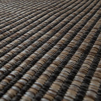 Grey Brown Outdoor Rug Rustic Style Bordered for Patio/Balcony