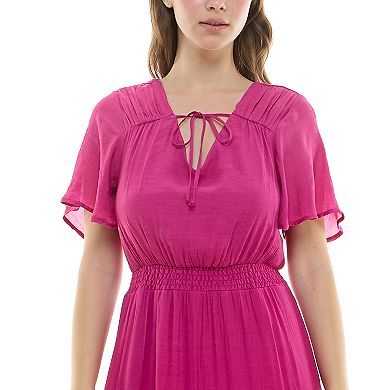 Women's Luxology Tie-Front Tiered Midi Gauze Dress