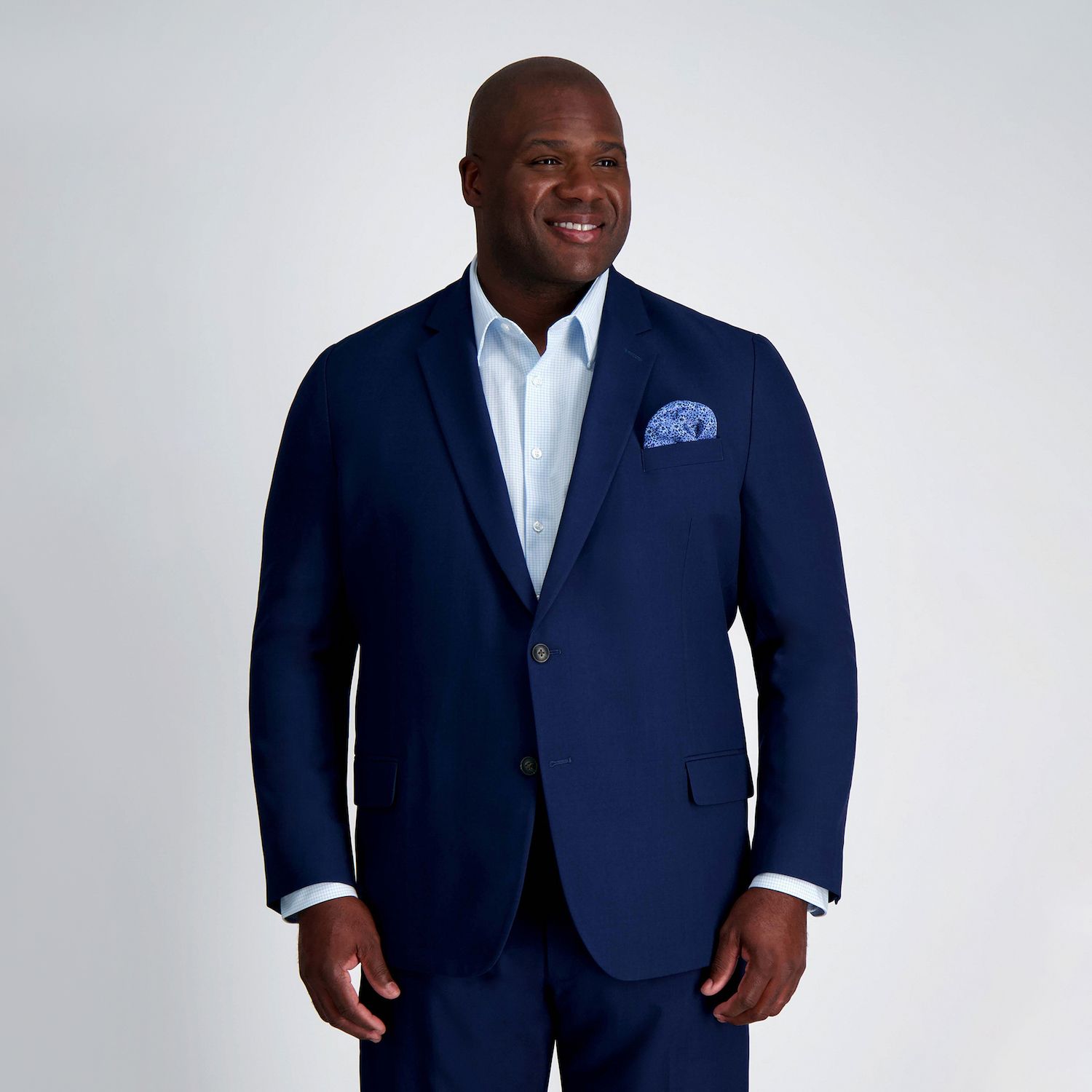 Flex Fabric Flat Front Pants Haggar H26 Men's Flex Ultra Slim Suit Pants -  Midnight Blue | 4-Way Stretch, Wrinkle Free Haggar Clothing For Men