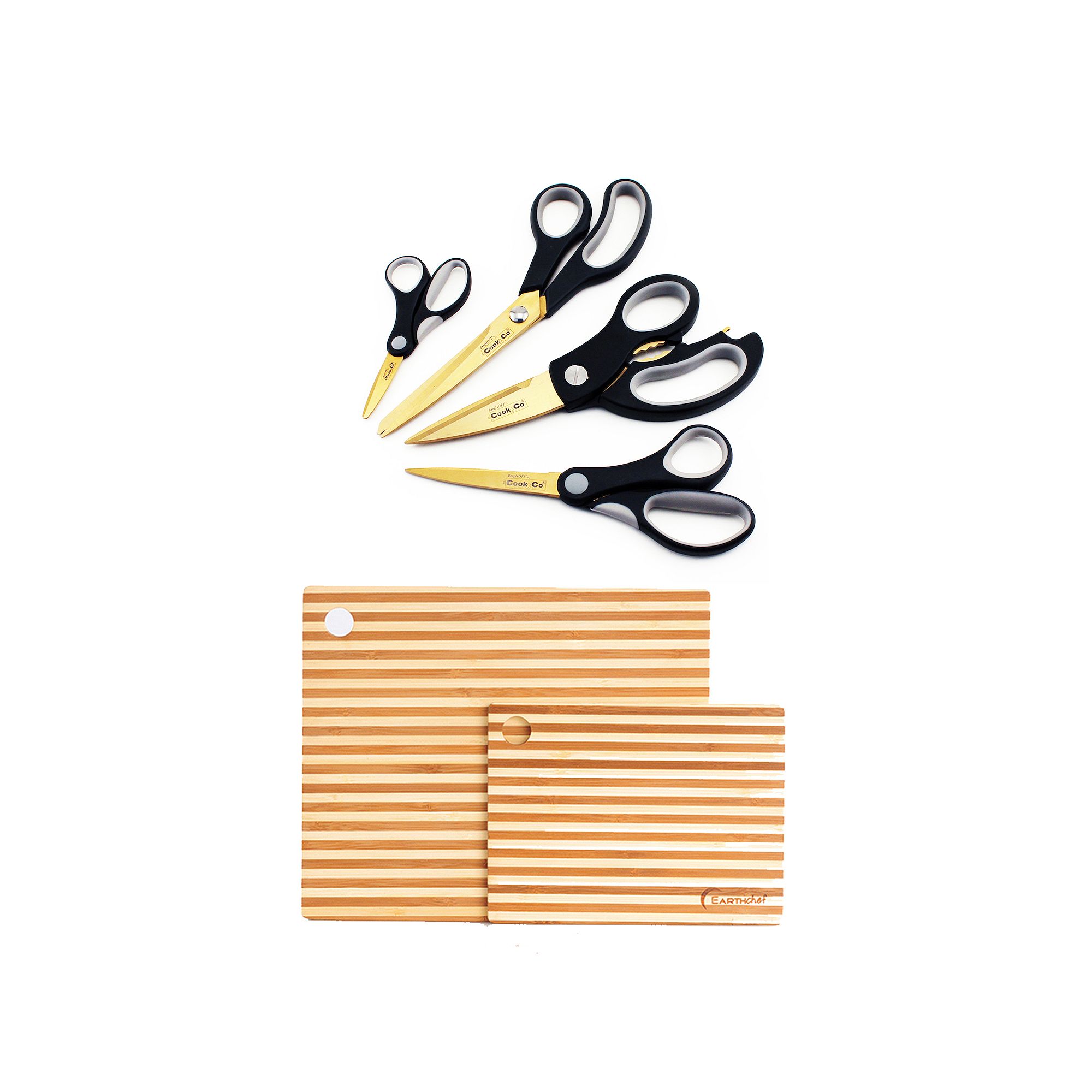 BergHOFF 6-pc. Bamboo Prep Board & Gold Scissors Set, Brown