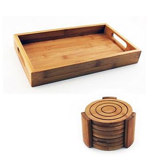 BergHOFF 8 pc Bamboo Tray & Coaster Bar Set