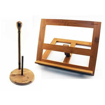 BergHOFF Bamboo Cookbook Holder & Paper Towel Holder Set