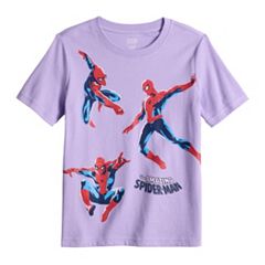 Boy's Marvel Spider-Man Swinging 5th Birthday Graphic Tee Royal Blue Small