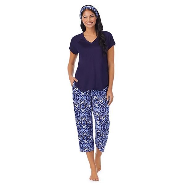 Women's Cuddl Duds 3-pc. V-Neck Pajama Top, Pajama Capri Pants ...