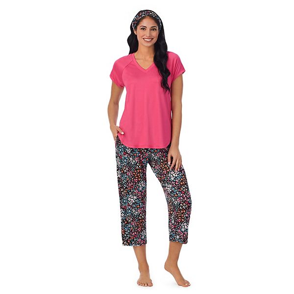 Women's Cuddl Duds 3pc. VNeck Pajama Top, Pajama Capri Pants