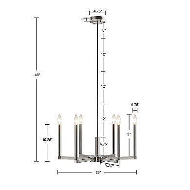 INK+IVY Renzetti 6-Light Contemporary Candelabra Chandelier