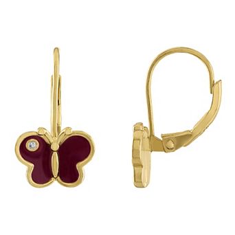 Junior Jewels Kids' Gold Over Silver Diamond Accent Butterfly Earrings