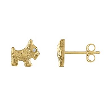 Junior Jewels Kids' Gold Over Silver Diamond Accent Dog Stud Earrings