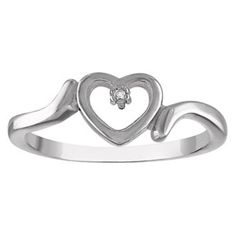 Junior Jewels Kids' Sterling Silver Diamond Accent Heart Ring
