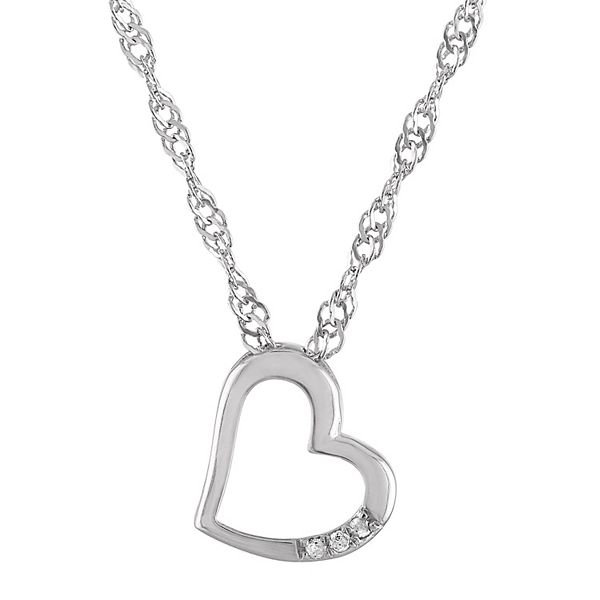 Junior Jewels Kids' Sterling Silver Diamond Accent Heart Pendant Necklace