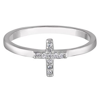 Junior Jewels Kids Sterling Silver Diamond Cross Ring