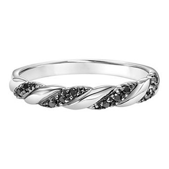 Love Always 10k White Gold Black Diamond Accent Stackable Twist Ring