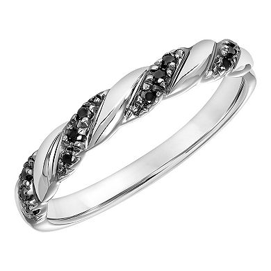 Love Always 10k White Gold Black Diamond Accent Twist Stackable Anniversary Ring