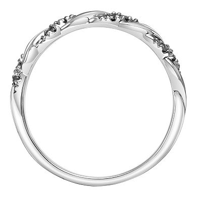 Love Always 10k White Gold Black Diamond Accent Twist Stackable Anniversary Ring