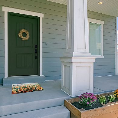 Achim Welcome Outdoor Rubber Entrance Mat 18x30 - Sunflower Field