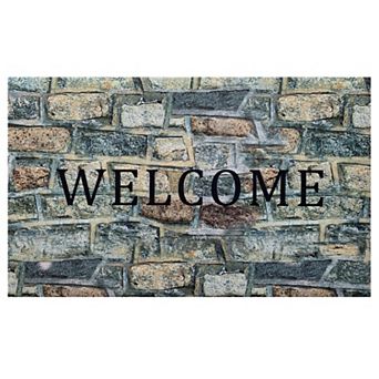 Achim Welcome Outdoor Rubber Entrance Mat 18x30 - Welcome Stone