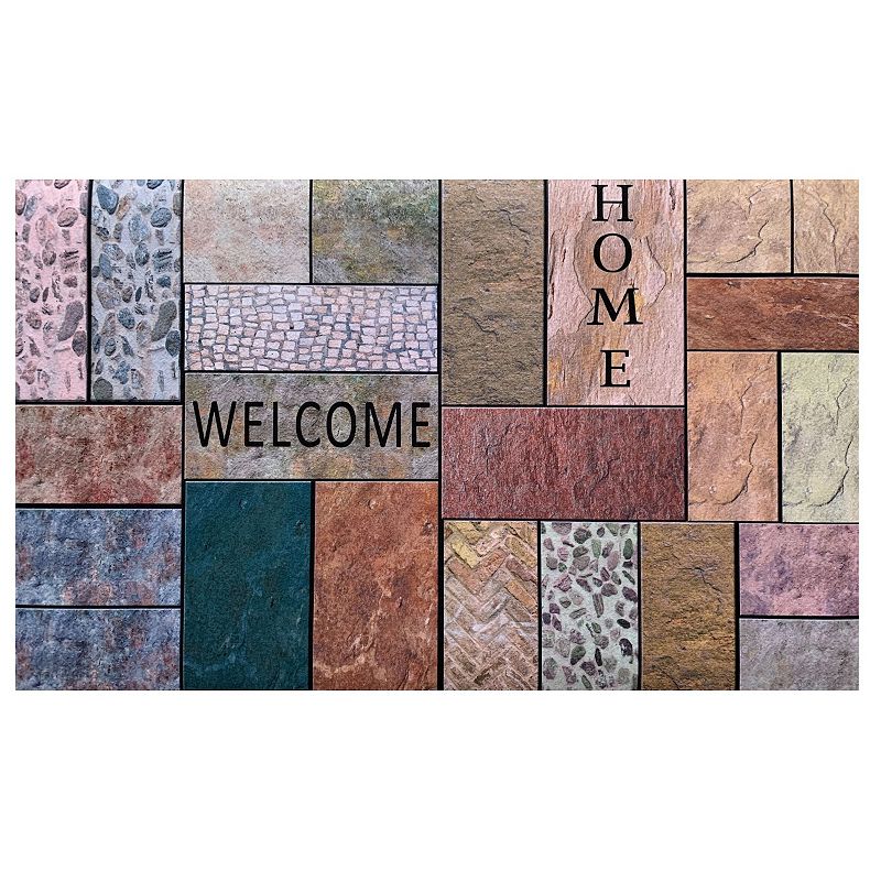 Achim Welcome Outdoor Rubber Entrance Mat 18x30 - Welcome Stone, Multicolor