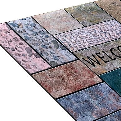 Achim Welcome Outdoor Rubber Entrance Mat 18x30 - Welcome Stone