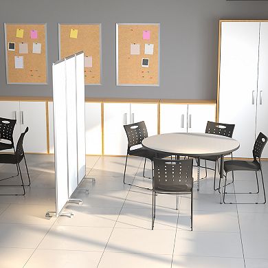 Emma and Oliver Mobile Magnetic Whiteboard 3 Section Partition with Locking Casters, 72"H x 24"W