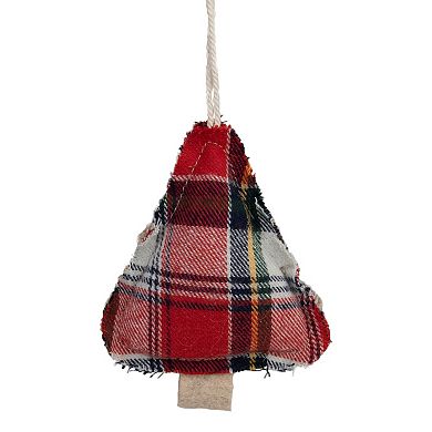 4" Plaid Christmas Tree Shaped Plush Ornament