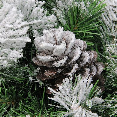 24" Snowy Flocked Angel Pine with Pine Cones Artificial Christmas Wreath - Unlit