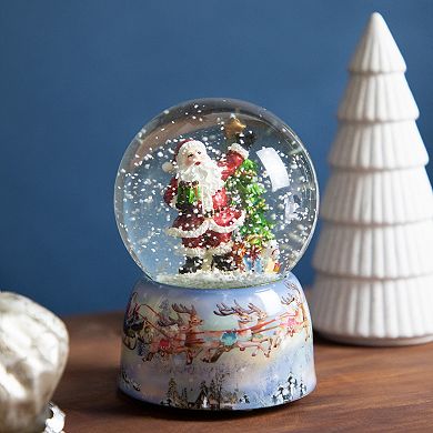 6" Waving Santa Claus Delivering Presents Musical Snow Globe