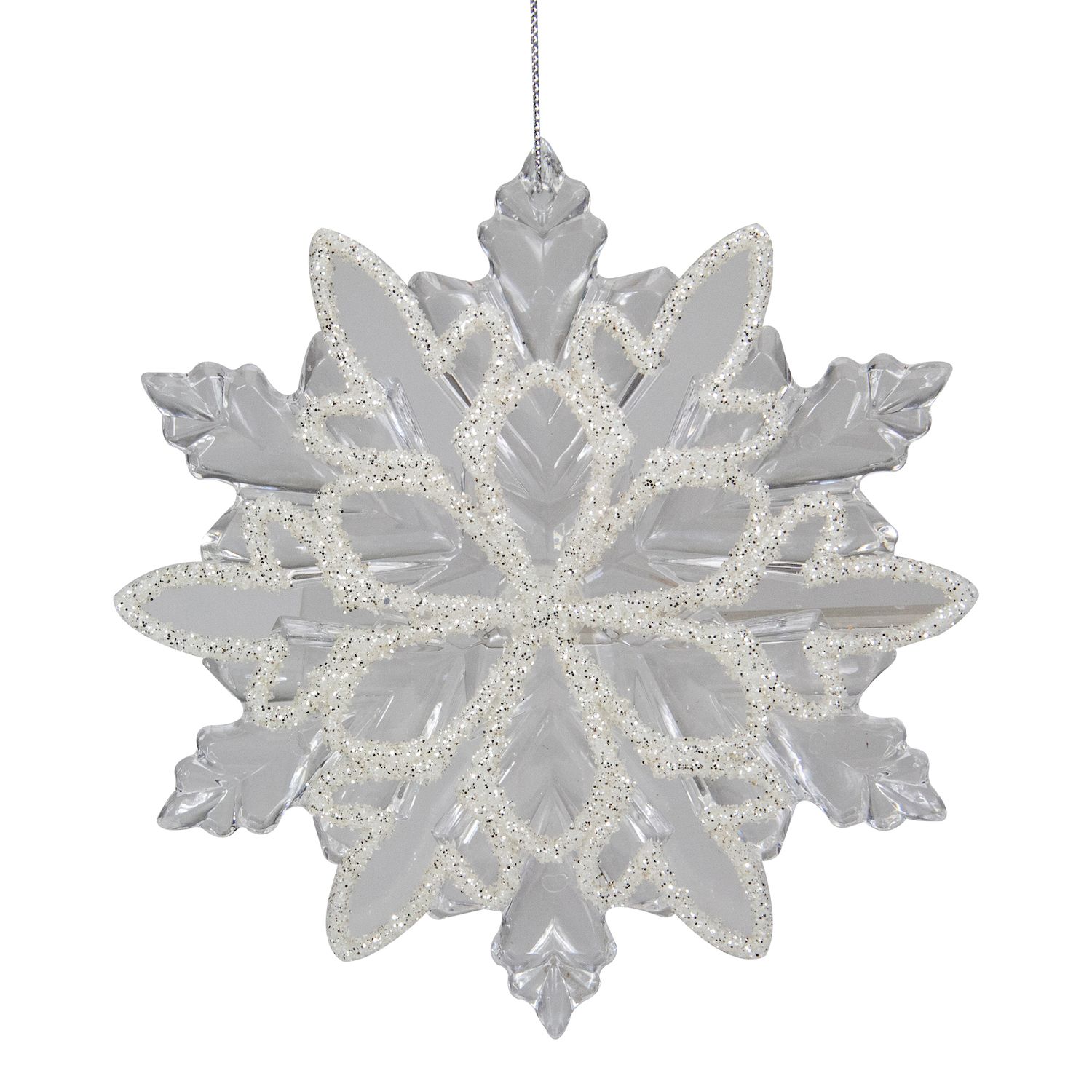 Acrylic Silver Glitter Snowflake Christmas Ornaments - Set of 12 Assorted  Styles of Snowflakes - Holiday Snowflake Decorations