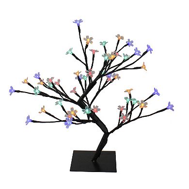 18" Pre-Lit Japanese Sakura Blossom Flower Artificial Tree - Multicolor LED Lights