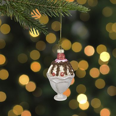 4.5" Chocolate Ice Cream Sundae Glass Christmas Ornament