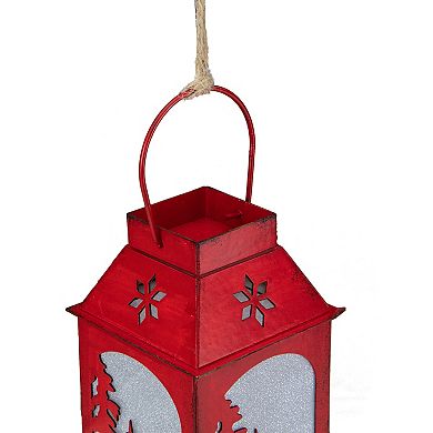 5.5" Lighted Red Reindeer Silhouette Lantern Christmas Ornament