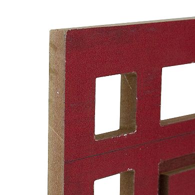 24” Red and White Merry Christmas Rectangular Carved Wooden Wall Sign