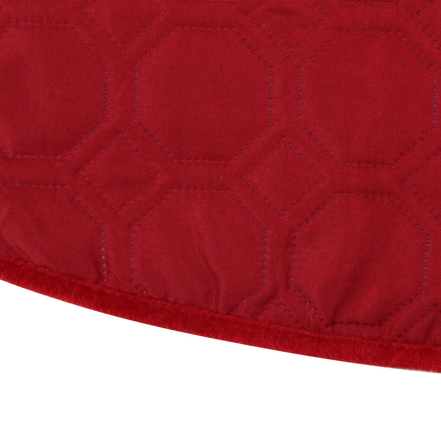 48 Red Quilted Christmas Hexagon Tree Skirt With Velvety Trim   6050968 ALT3