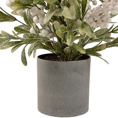 2' Potted White Berry and Frosted Pine Christmas Tree Unlit