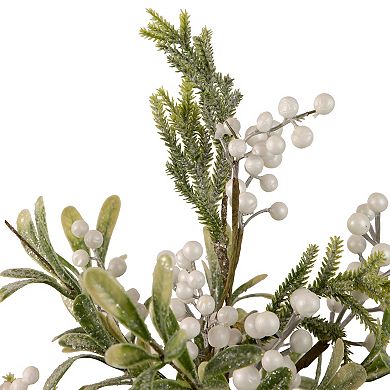 2' Potted White Berry and Frosted Pine Christmas Tree Unlit