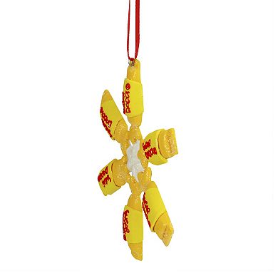 4" Yellow and Red Tootsie Roll Sugar Daddy Lollipop Snowflake Christmas Ornament