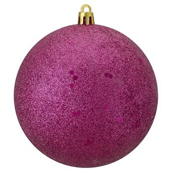Magenta Pink Glitter Shatterproof Christmas Ball Ornament 4" (100mm)