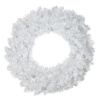 24" Pre-Lit LED White Pine Artificial Christmas Wreath - Candlelight Lights