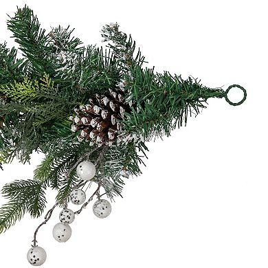 6' Green Pine Frosted Artificial Christmas Garland with Pinecones and Ornaments Unlit
