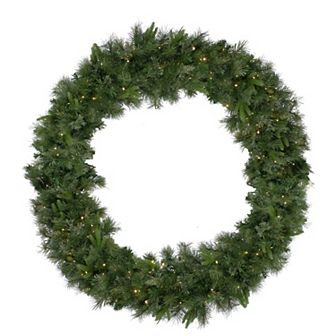 Pre-Lit Ashcroft Cashmere Pine Commercial Artificial Christmas Wreath - 60-Inch Warm White Lights