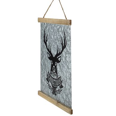 16” Merry Christmas Reindeer Galvanized Sheet Metal Hanging Wall Sign