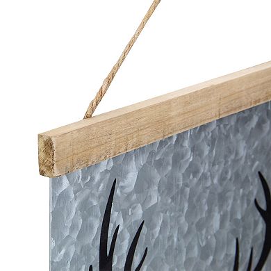 16” Merry Christmas Reindeer Galvanized Sheet Metal Hanging Wall Sign