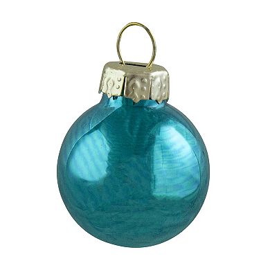 24ct Shiny and Matte Teal Green Glass Ball Christmas Ornaments 1" (25mm)