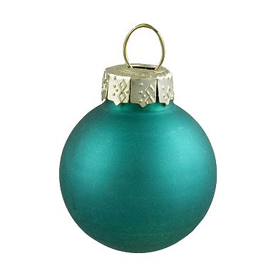 24ct Shiny and Matte Teal Green Glass Ball Christmas Ornaments 1