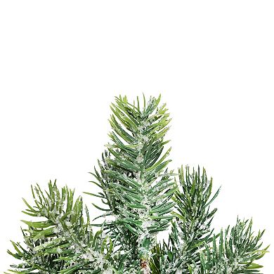 11.75" Frosted Icy Pine Tree in Burlap Base Christmas Decoration