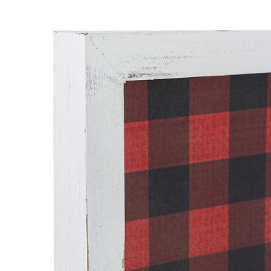 24” Red and Black Buffalo Plaid Merry Christmas Wooden Hanging Wall Sign