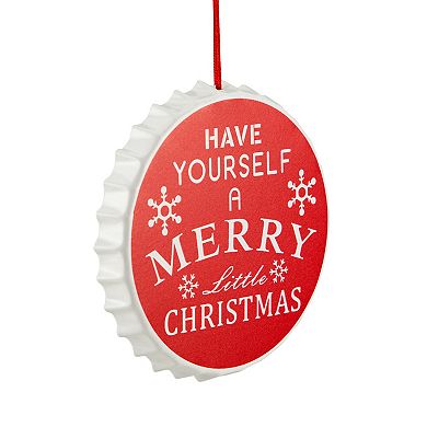 4" Red "Have Yourself A Merry Little Christmas" Bottle Cap Ornament