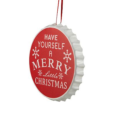 4" Red "Have Yourself A Merry Little Christmas" Bottle Cap Ornament